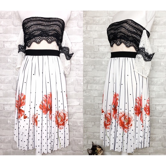foxiedox Dresses & Skirts - FOXIEDOX at Revolve | White w/ Black Polkadot Striped Off the Shoulder Dress S